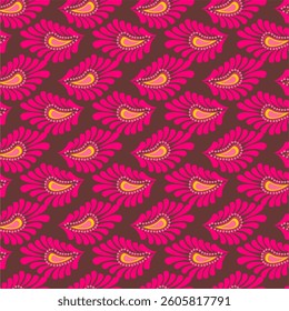 Seamless vector pattern print wallpaper background with paisley ornament ethnic art decor design	