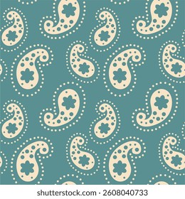Seamless vector pattern print wallpaper background with paisley ornament ethnic art decor design	
