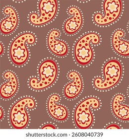 Seamless vector pattern print wallpaper background with paisley ornament ethnic art decor design	
