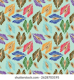 Seamless vector pattern print wallpaper background with paisley ornament ethnic art decor design 