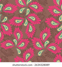 Seamless vector pattern print wallpaper background with paisley ornament ethnic art decor design	
