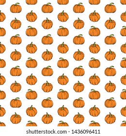 Seamless vector pattern with pumpkins