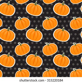Seamless vector pattern with pumpkins and leaves for your creativity