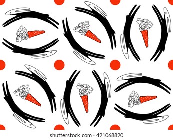 seamless vector pattern with rabbits ond carrots