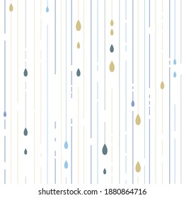 Seamless vector pattern with rain drops. Repeating abstract geometric background. Graphic stripes with vertical direction.
