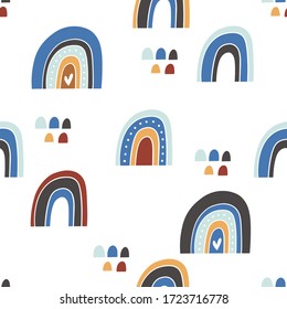 Seamless vector pattern with rainbow. Cute texture for fabric, wrapping, textile, wallpaper, apparel. Vector illustration childish background