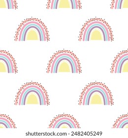 Seamless vector pattern with a rainbow image. Perfect for printing on both fabric and paper