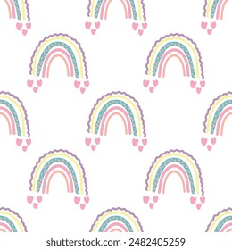 Seamless vector pattern with a rainbow image. Perfect for printing on both fabric and paper