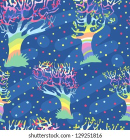 seamless vector pattern with rainbow trees