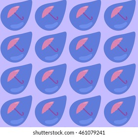 Seamless vector pattern. Raindrops and umbrellas.