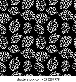 Seamless vector pattern with raspberry