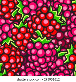 Seamless vector pattern with raspberry 