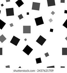 Seamless vector pattern with rectangles, creating a creative monochrome background with rotated elements. Vector illustration on white background