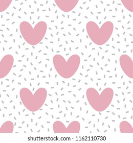 Seamless vector pattern with rectangles and hearts