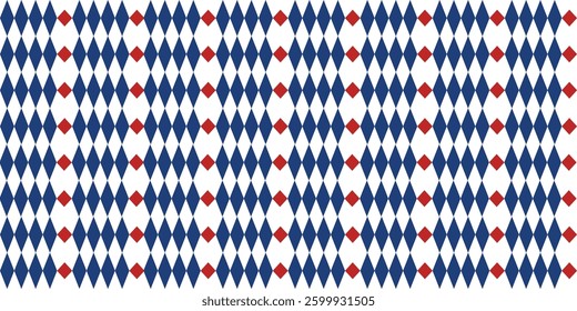 Seamless vector pattern with red and blue rhombuses on white background