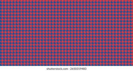 Padrão de vetor sem costura vermelho azul houndstooth fundo abstrato moda têxtil impressão design clássico estilo retro afiado geométrico elegante tecido negrito contraste sem emenda vetor padrão