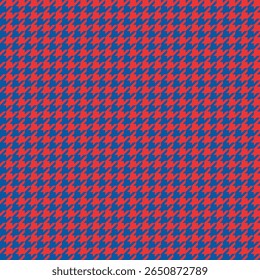 Padrão de vetor sem costura vermelho azul houndstooth fundo abstrato moda têxtil impressão design clássico estilo retro afiado geométrico elegante tecido negrito contraste sem emenda vetor padrão