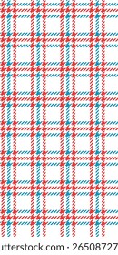 Seamless vector pattern with red and blue plaid textile design, traditional checkered fabric background, bold Fourth of July color scheme, festive USA holiday vibes, clean geometric symmetry