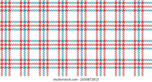 Seamless vector pattern with red and blue plaid textile design, traditional checkered fabric background, bold Fourth of July color scheme, festive USA holiday vibes, clean geometric symmetry