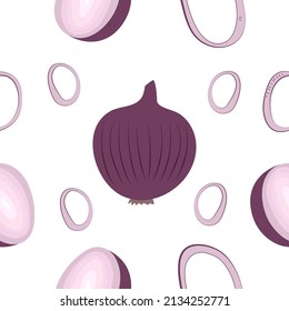 Seamless vector pattern with red bow. Vegetable pattern for cooking and kitchen