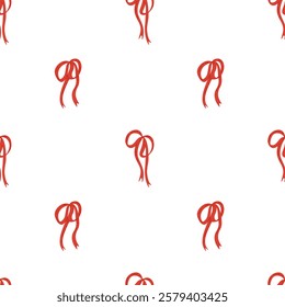 Seamless vector pattern with red bows and ribbons. Elegant Valentine’s Day design for romantic themes. Ideal for gift wrapping paper, textile, posters, web banners and holiday decor