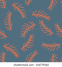Seamless vector pattern with red branches for print, cards, wrapping, kraft, fabric, textile