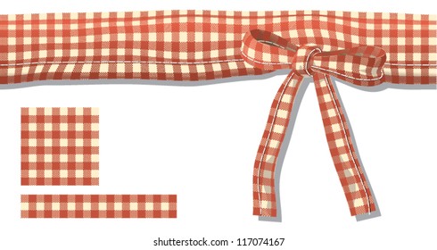 Seamless vector pattern with red checkered fabric border