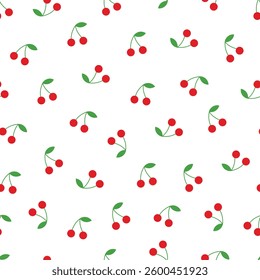 Seamless vector pattern with red cherries