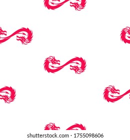 Seamless vector pattern of red dragons in the form of number eight. Texture for the fabric.