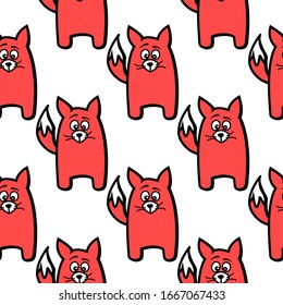
Seamless vector pattern with red foxes. 
Print for baby clothes