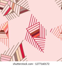 Seamless vector pattern. Red geometrical hand drawn background with lines. Print for decorative wallpaper, packaging, wrapping, fabric. Line drawing, graphic design