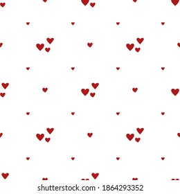 Seamless vector pattern with red heart. Seamless background with hearts. Valentines Day. Gift wrap, print, cloth, cute background for a card.