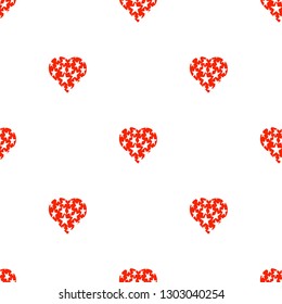 Seamless vector pattern with red hearts with white stars on a white background. Beautiful Illustration for Valentine's Day. Beautiful tile, wrapper, cover, textile, postcard, wallpaper design.