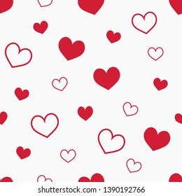 Seamless vector pattern with red hearts. Can be used for wallpaper, pattern fills, fabric print, web page background..