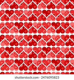 Seamless vector pattern with red hearts. Romantic print for clothing, fabrics, paper, surfaces.