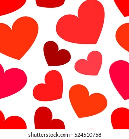 Seamless vector pattern with red hearts. St. Valentine's day and romantic concept. 