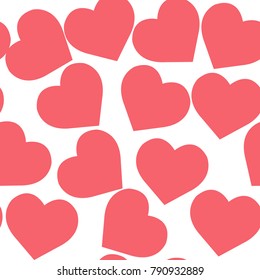 Seamless vector pattern with red hearts. St. Valentine's day and romantic concept.