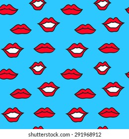 Seamless vector pattern with red lips