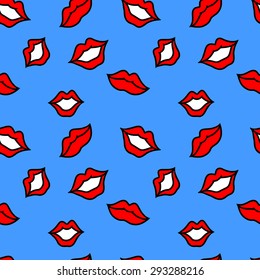 Seamless vector pattern with red lips