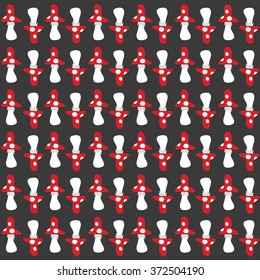 Seamless vector pattern with red mushrooms