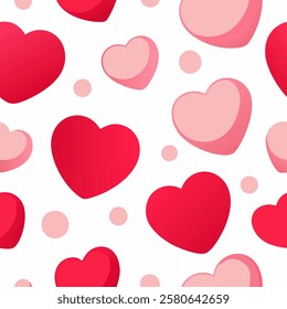 
Seamless vector pattern of red and pink  hearts on a white background for packaging, fabric, wallpaper for the holidays Valentine's Day, wedding, birthday Pro Vector