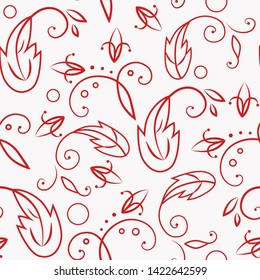 Seamless vector pattern with red plants on white background. Design for wallpaper, fabrics, posters
