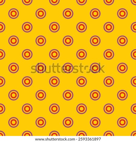 Seamless vector pattern with red polka dots on a sunny yellow background
