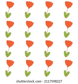 seamless vector pattern of red stylized flowers for postcards and gifts