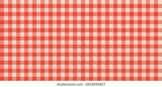 Seamless vector pattern red white checkered gingham retro picnic fabric tablecloth texture textile background summer decorative design traditional style wrapping illustration