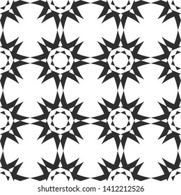 Seamless vector pattern repeat geometric elements. Black and white geometrical background for fabric, ceramic, textile, design, banner.