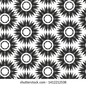 Seamless vector pattern repeat geometric elements. Black and white geometrical background for fabric, ceramic, textile, design, banner.