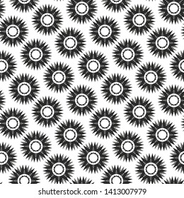 Seamless vector pattern repeat geometrical elements. Black and white geometrical background for fabric, ceramic, textile, design, banner.