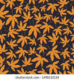 seamless vector pattern repeat of hand-drawn autumnal motifs on a dark background