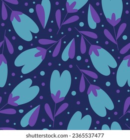 Seamless vector pattern repeat of handdrawn abstract bloom motifs in a bright, vibrant palette.